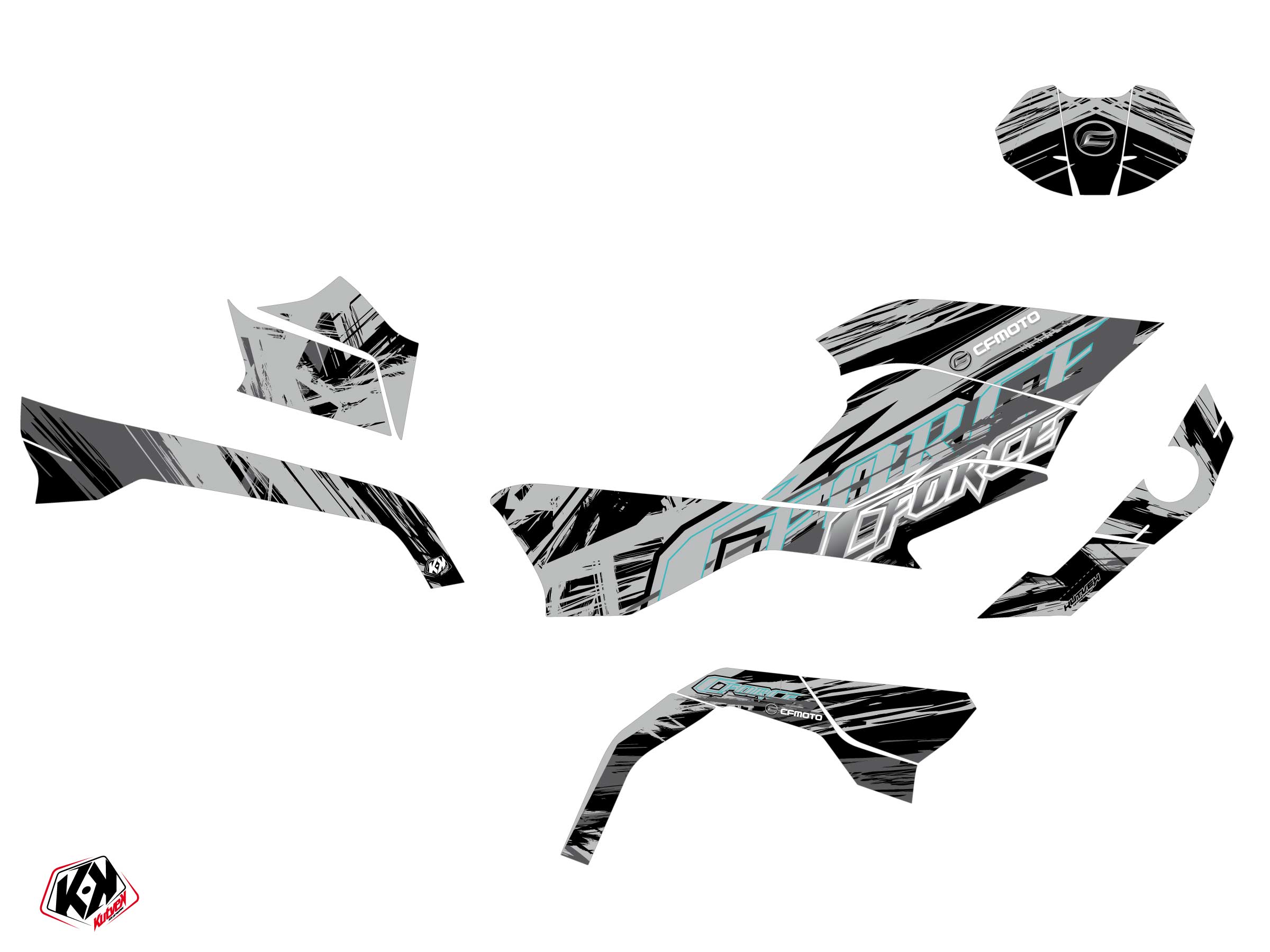 KIT DÉCO BRUSH QUAD CF MOTO CFORCE 600 TOURING GRIS 2020/2023