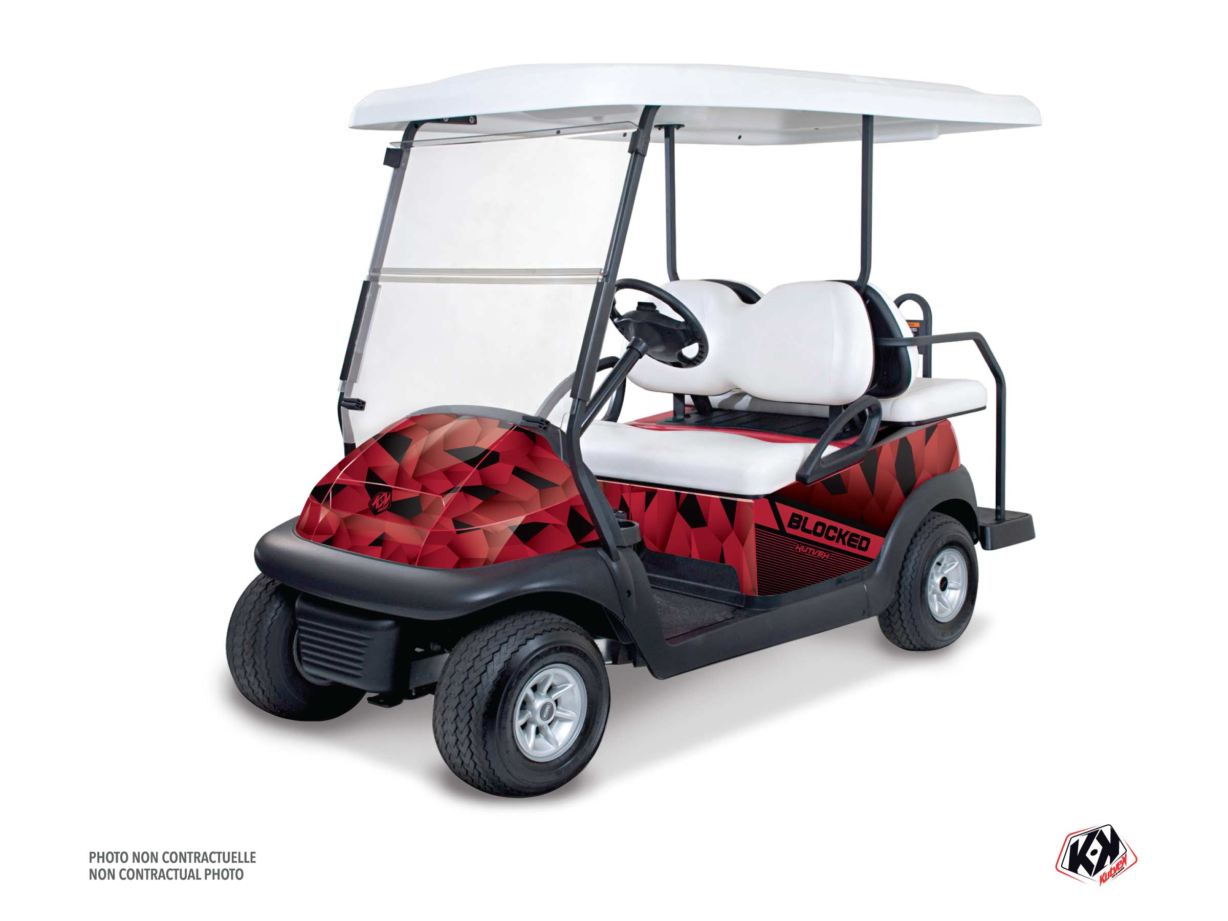 club car golf cart blocked serie graphic kit red